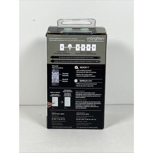 Enbrighten Add-on In-Wall Smart Switch QuickFit & SimpleWire, Toggle - Picture 3 of 5